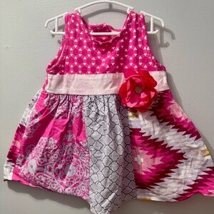 Peaches 'n Cream Pink and White Patterned Toddler Sundress, Size 3T